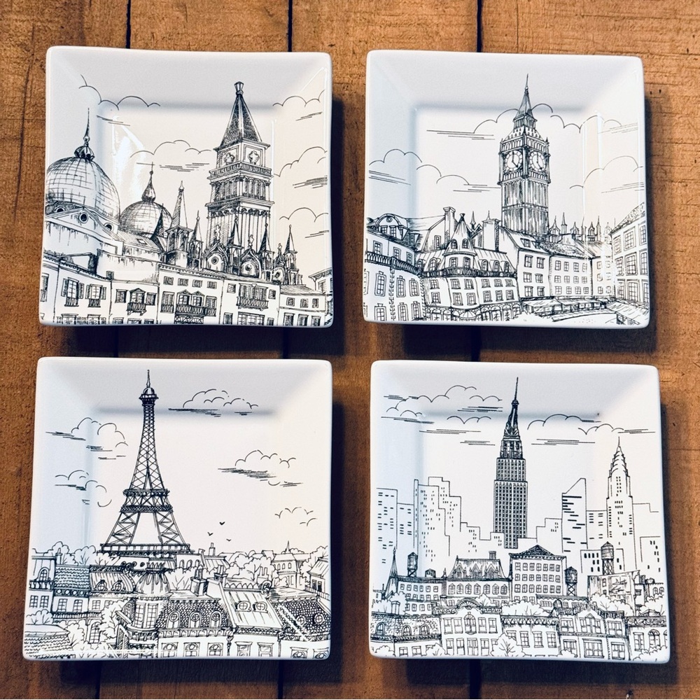 Appetizer Tapas Dessert Plates Eiffel Tower 222 Fifth set of 4